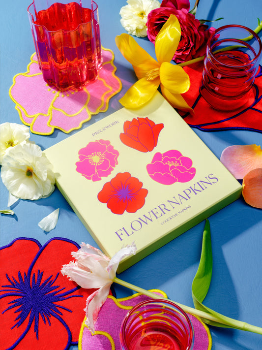 Flower Cocktail Napkins, Set of 4