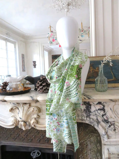 Pastorale Green Cotton Scarf/Wrap