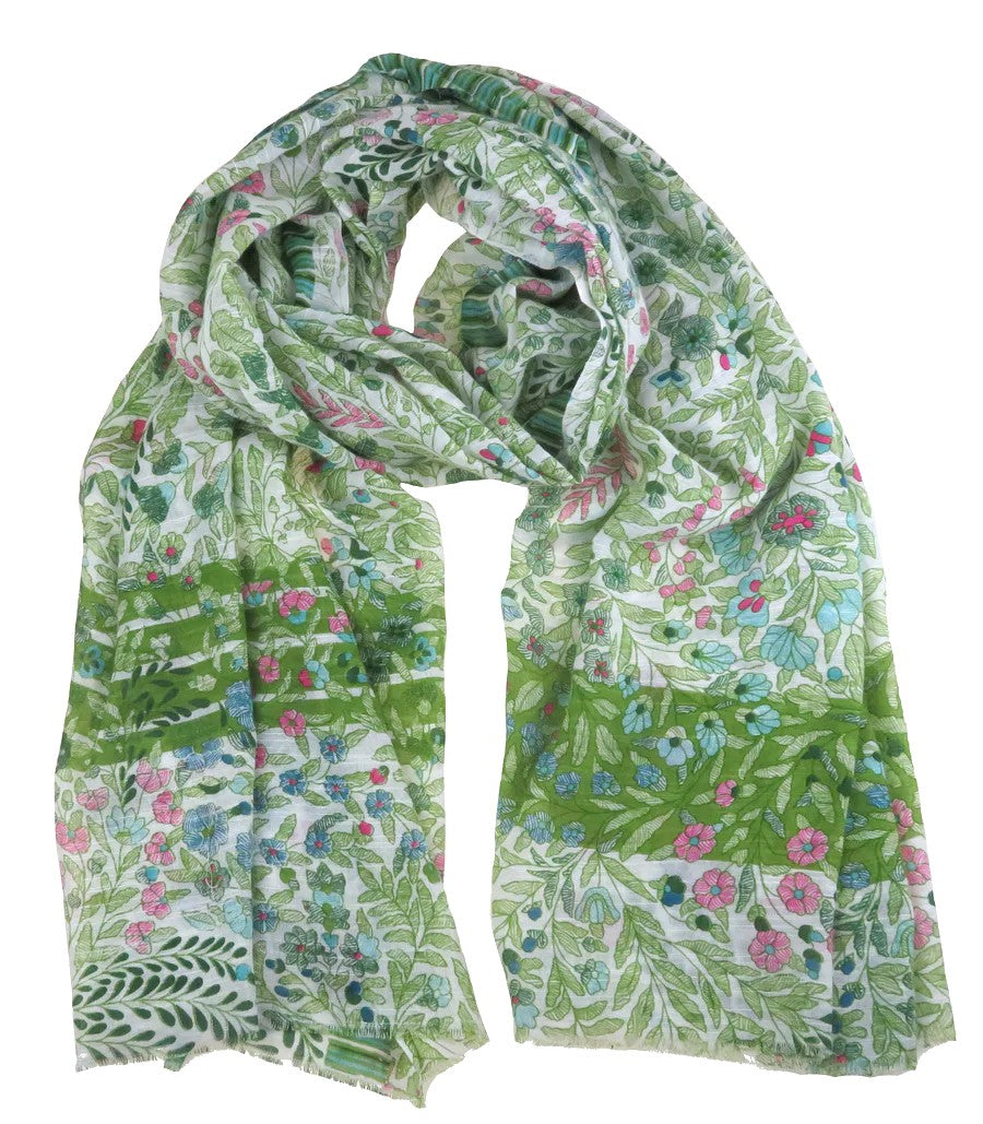 Pastorale Green Cotton Scarf/Wrap