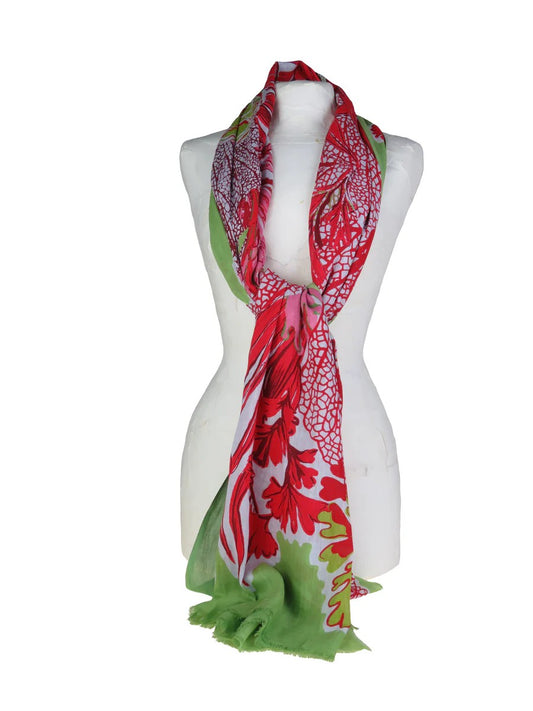 Sofia, Red & Green Cotton Scarf/Wrap