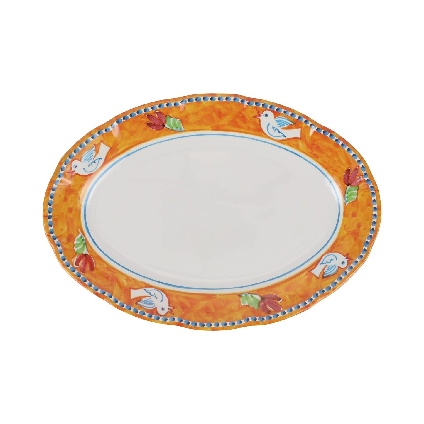 Melamine Campagna Ucello Orange Large Oval Platter