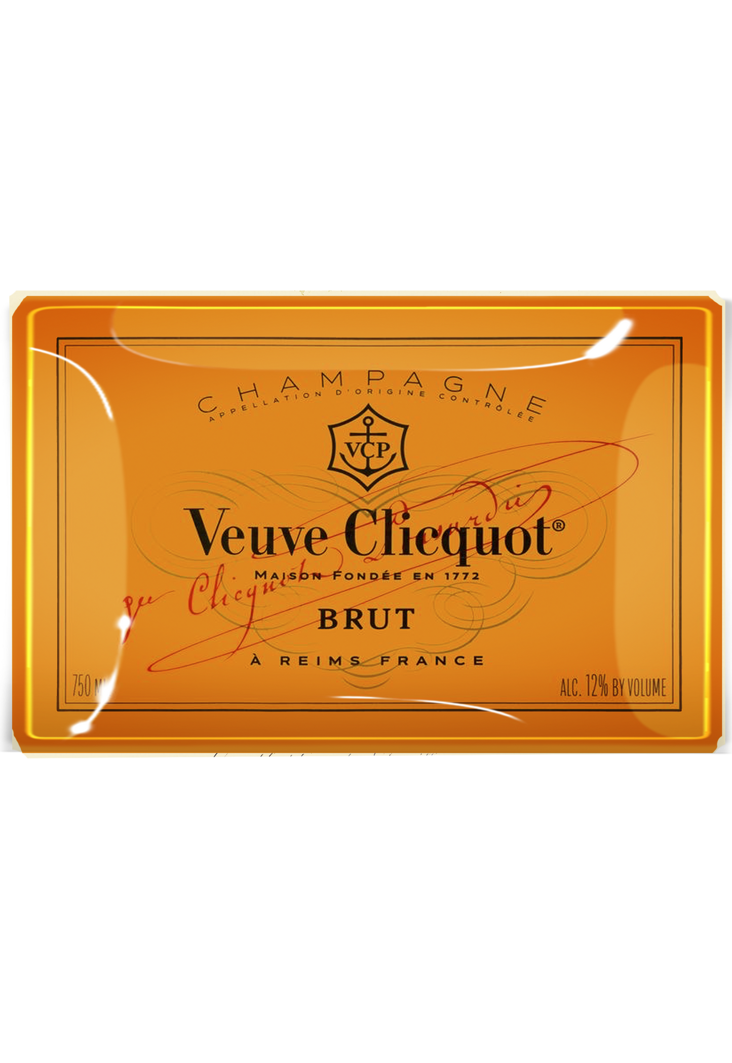 Veuve Clicquot Brut Decoupage Glass Tray: (2) 3.5"X 5.5" - r. h. ballard shop & gallery