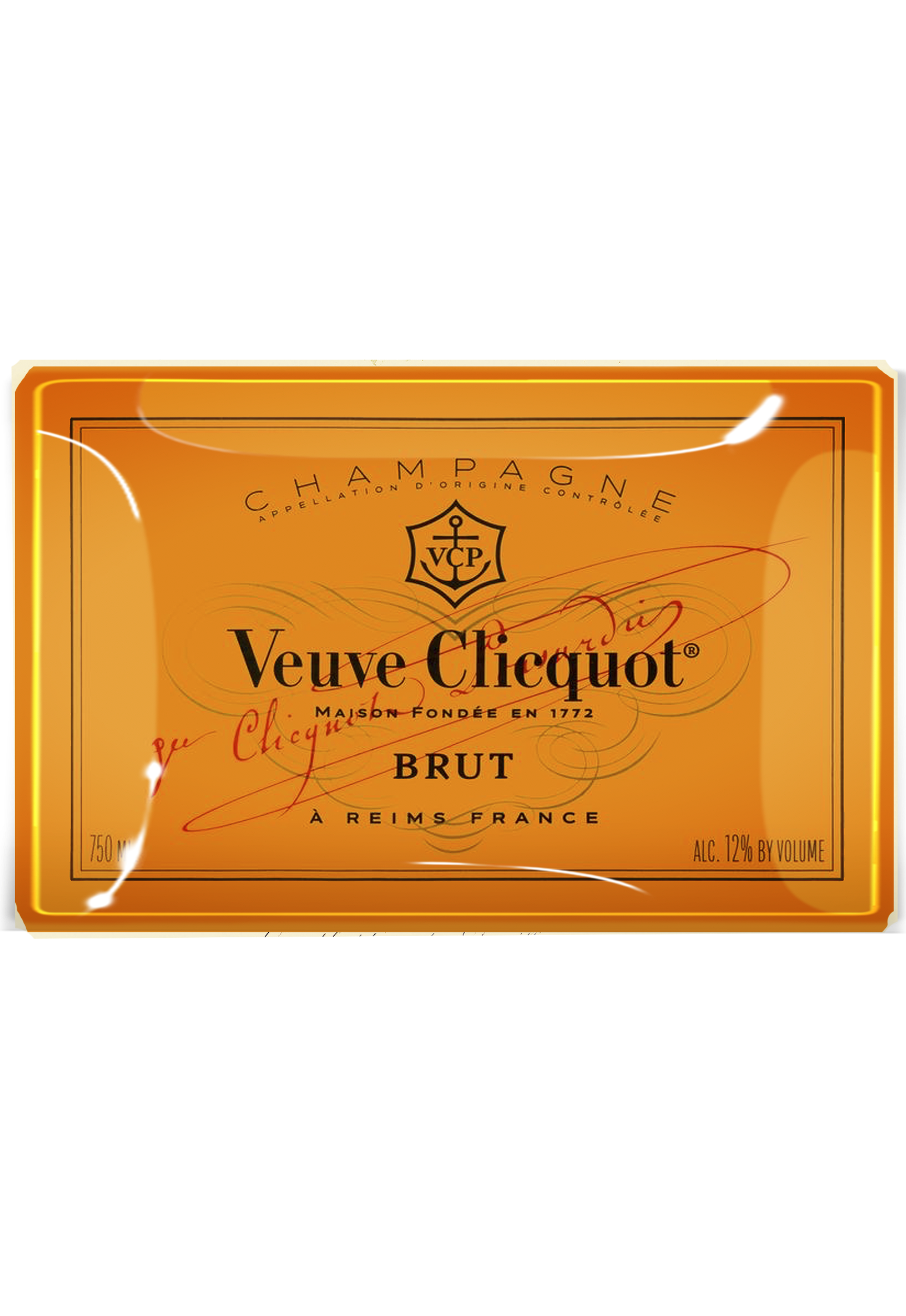 Veuve Clicquot Brut Decoupage Glass Tray: (2) 3.5"X 5.5" - r. h. ballard shop & gallery