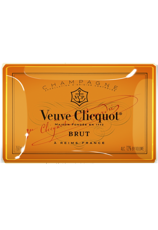 Veuve Clicquot Brut Decoupage Glass Tray: (2) 3.5"X 5.5" - r. h. ballard shop & gallery