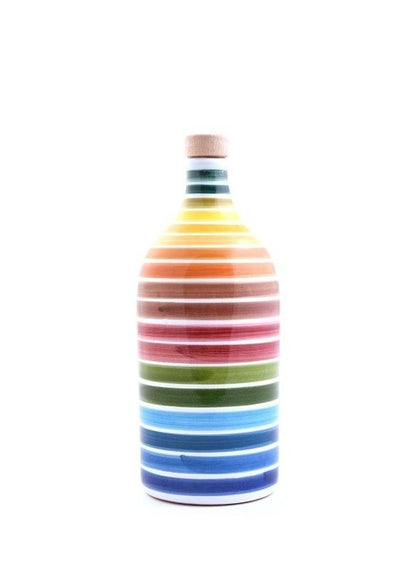 Extra Virgin Olive Oil in Rainbow Ceramic Bottle, Muraglia