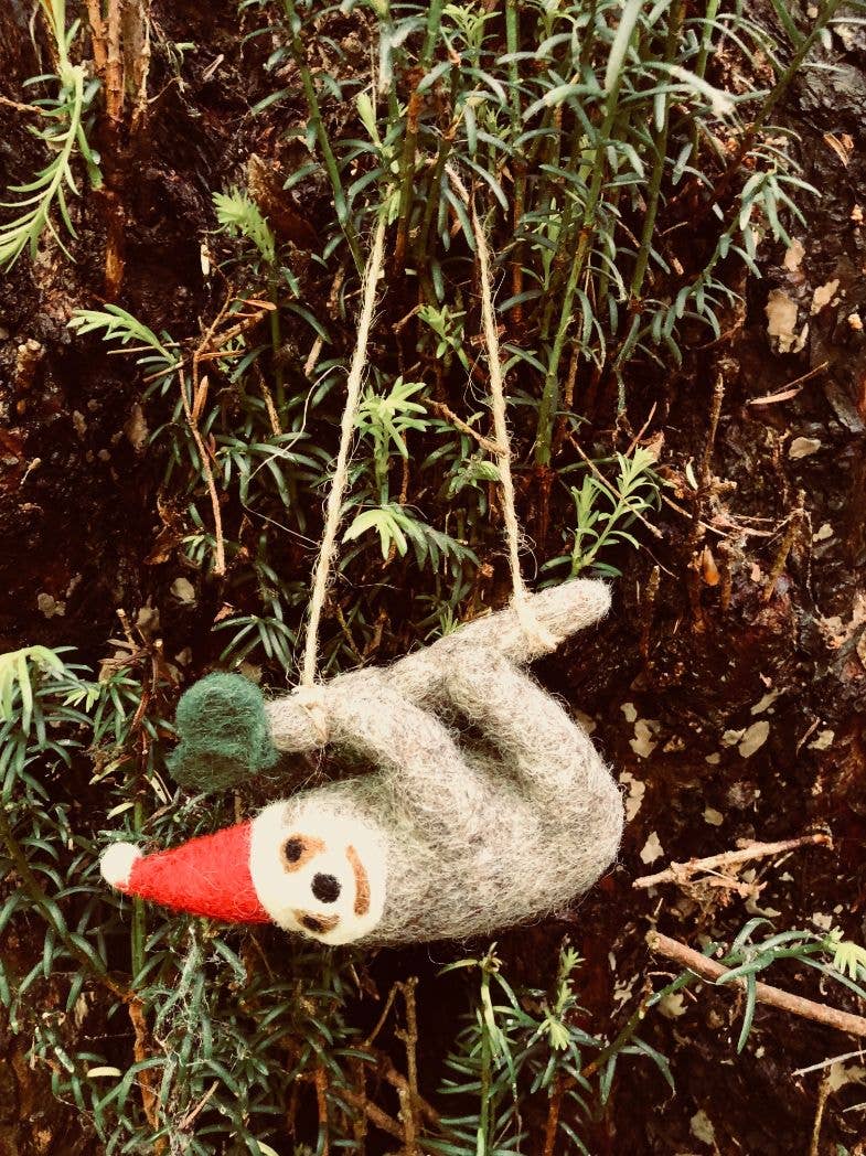 Handmade Felt Christmas Sloth Tree Hanging Decoration