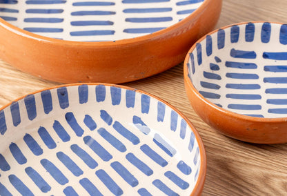Moroccan Serving Dishes Set of 3 - Blue Stripe