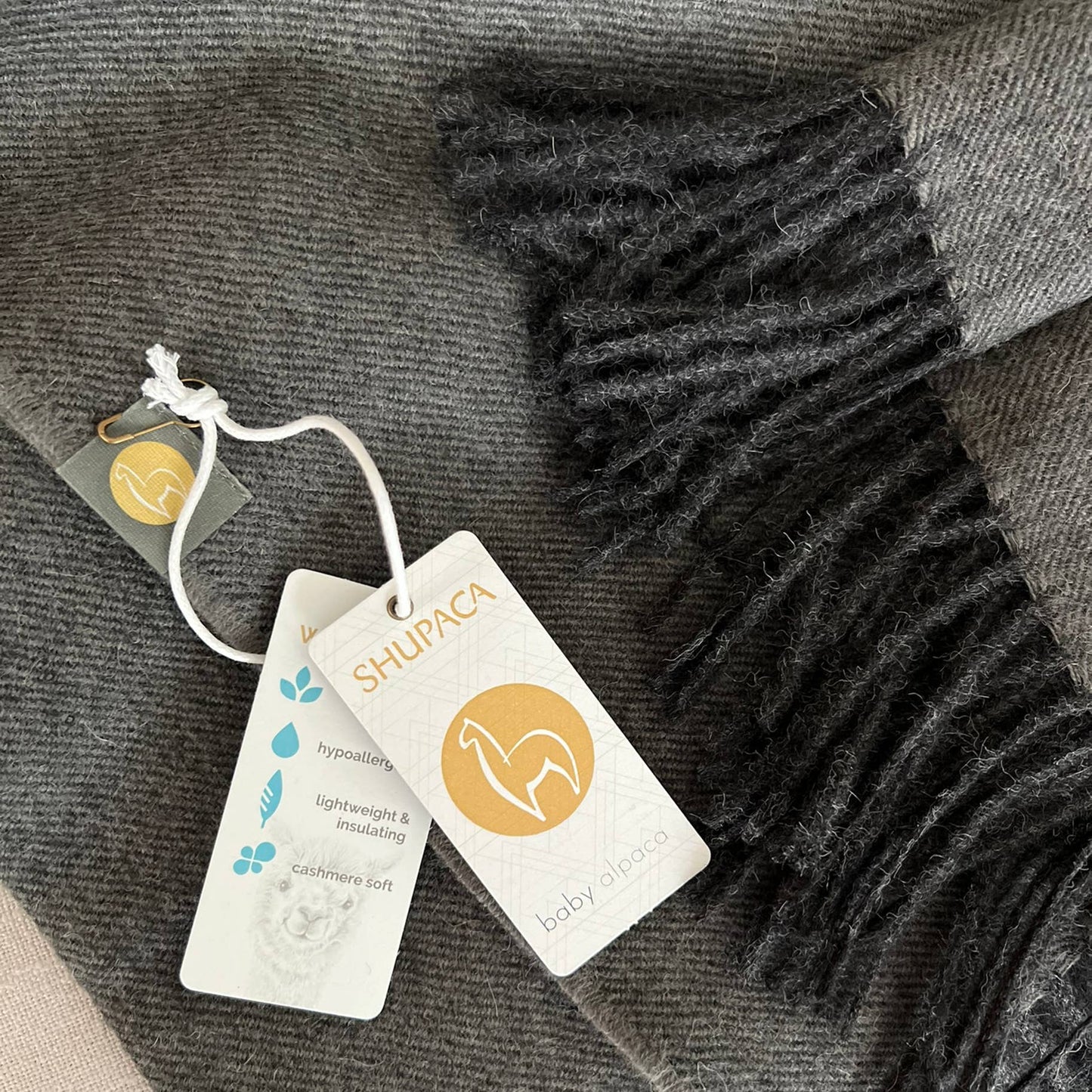100% Baby Alpaca Wrap/Throw- Carbon - r. h. ballard shop & gallery