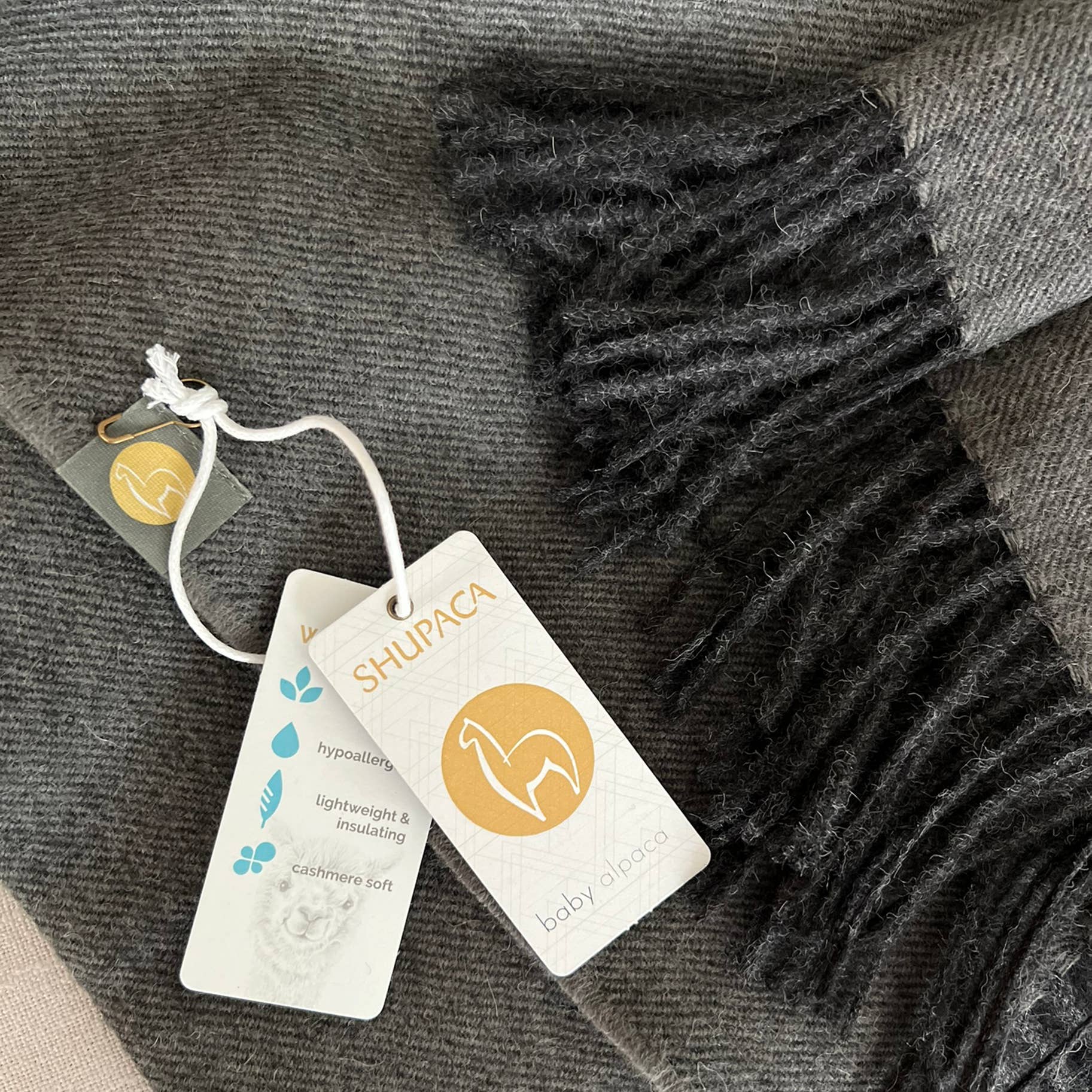100% Baby Alpaca Wrap/Throw- Carbon - r. h. ballard shop & gallery