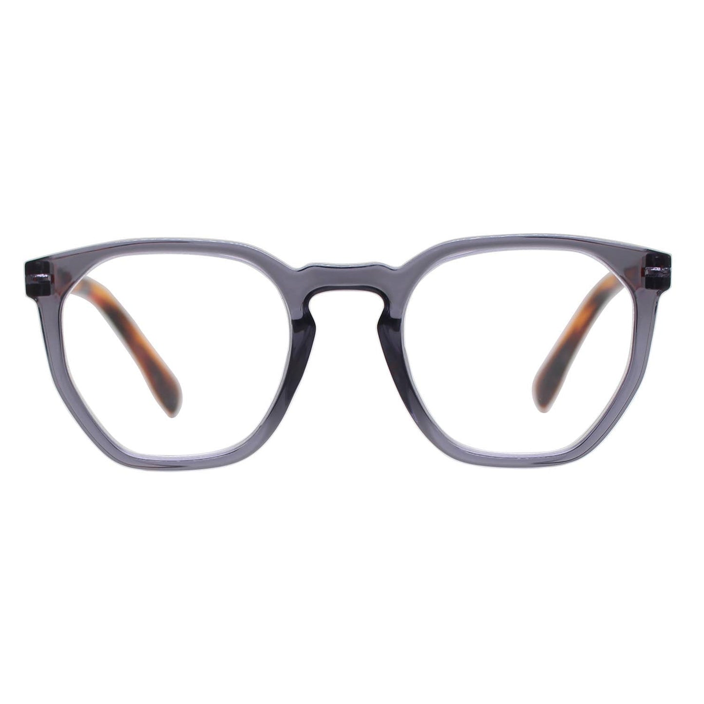 KASS | Transparent Grey| Brown Temples | Blue Light: 2.50