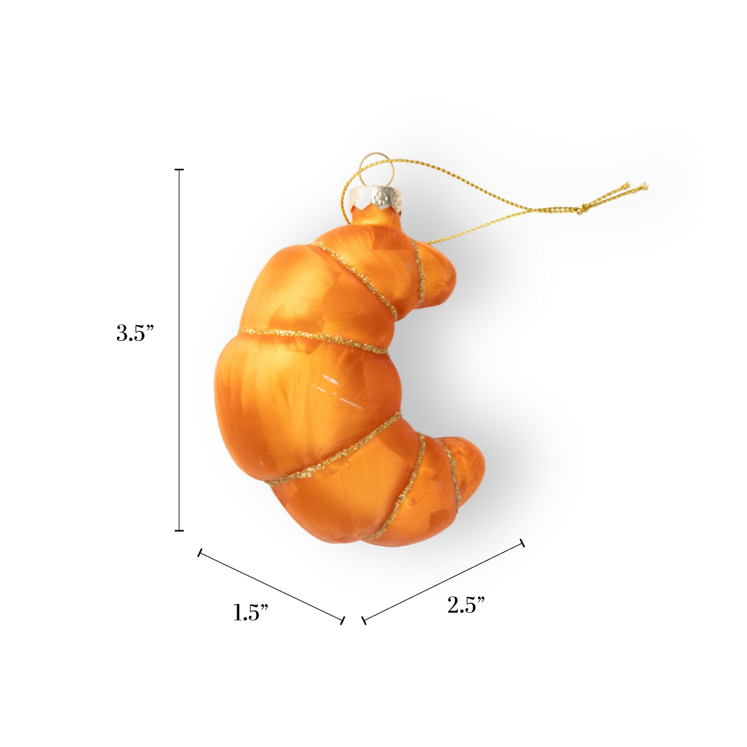 Croissant Holiday Glass Ornament
