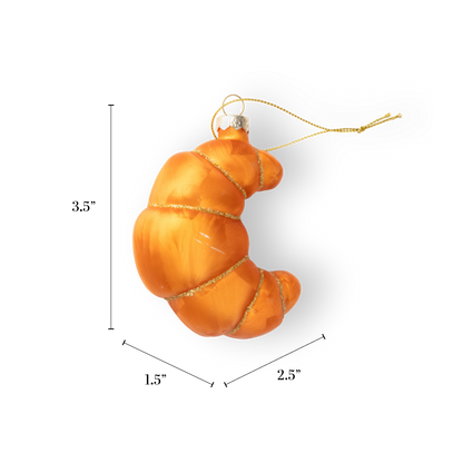 Croissant Holiday Glass Ornament