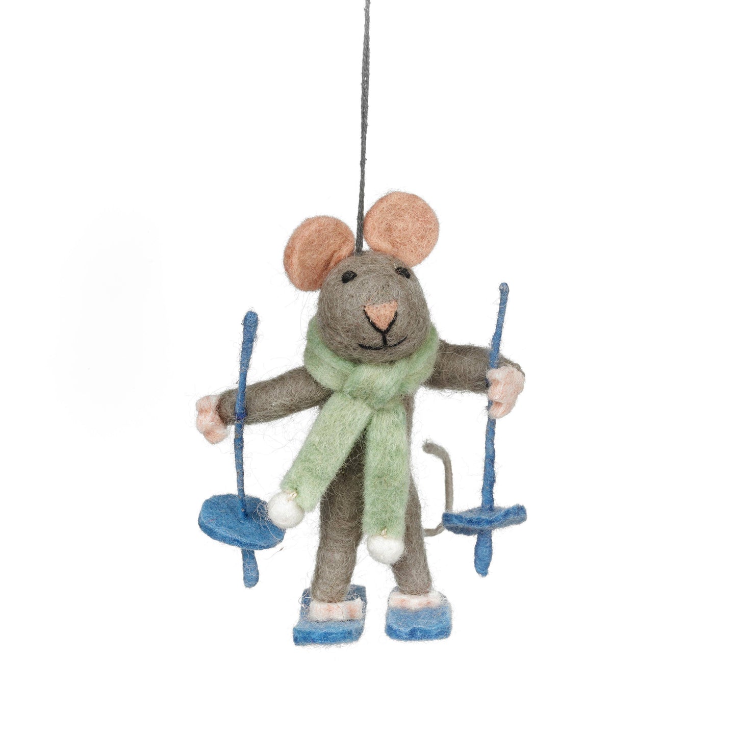 Handmade Felt Sylvia the Skiing Mouse Christmas Decoration - r. h. ballard shop & gallery