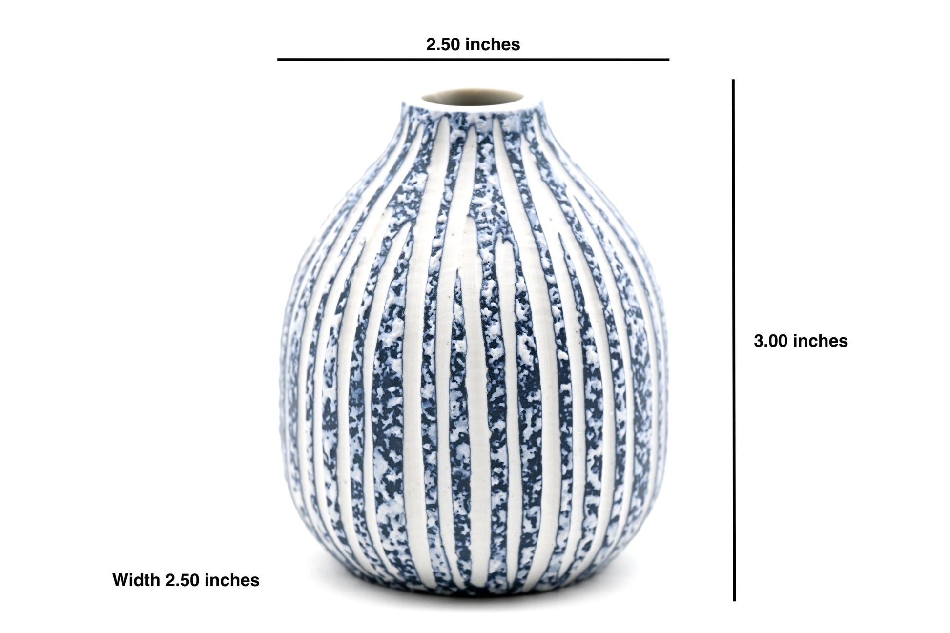 Adam Blue Stripe Texture Handcrafted Porcelain Bud Vase - r. h. ballard shop & gallery