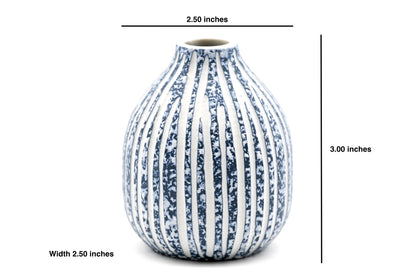 Adam Blue Stripe Texture Handcrafted Porcelain Bud Vase - r. h. ballard shop & gallery