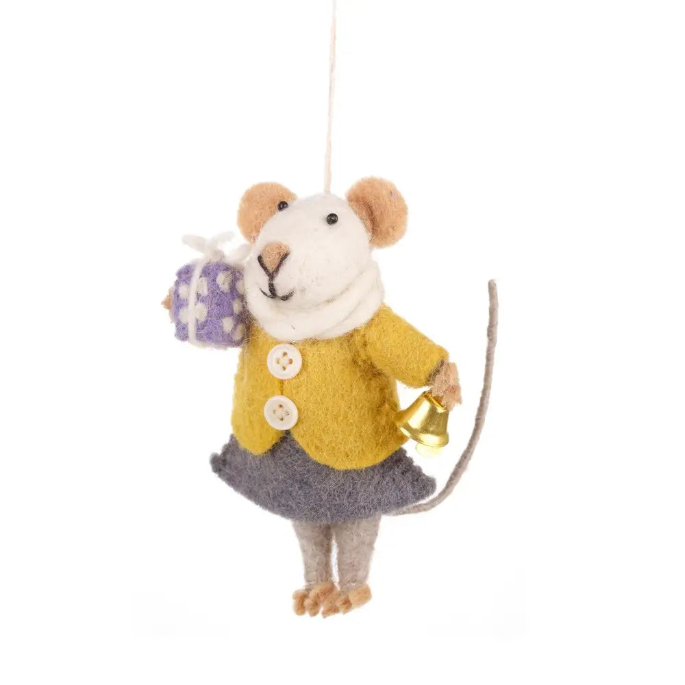 Handmade Agnes Mouse Felt Ornament