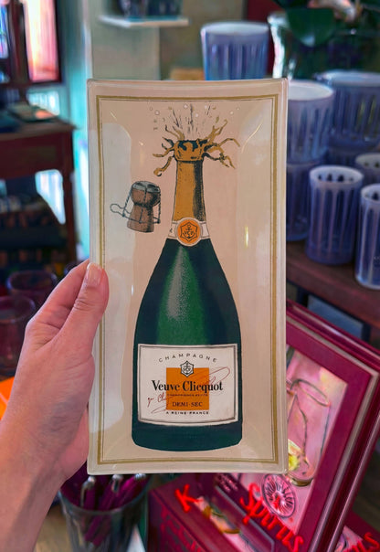 Veuve Cliciquot Demi-Sec Bottle Decoupage Tray, 4"x 9"