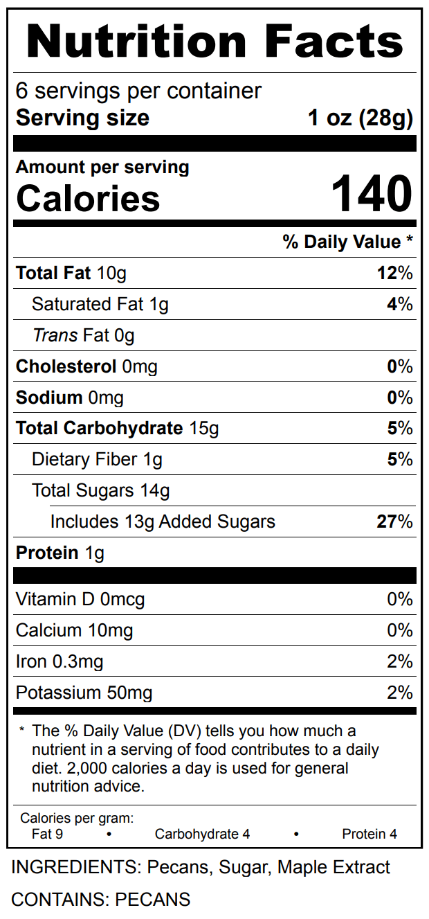 Maple Roasted Pecans | Gourmet Candied Nuts Gift | 6oz Box - r. h. ballard shop & gallery