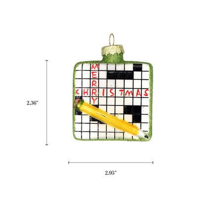 Crossword Holiday Ornament Hand Painted
