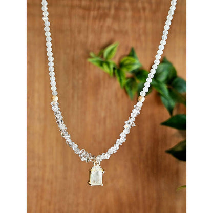 Gold Filled Rainbow Moonstone & Herkimer Diamond Necklace