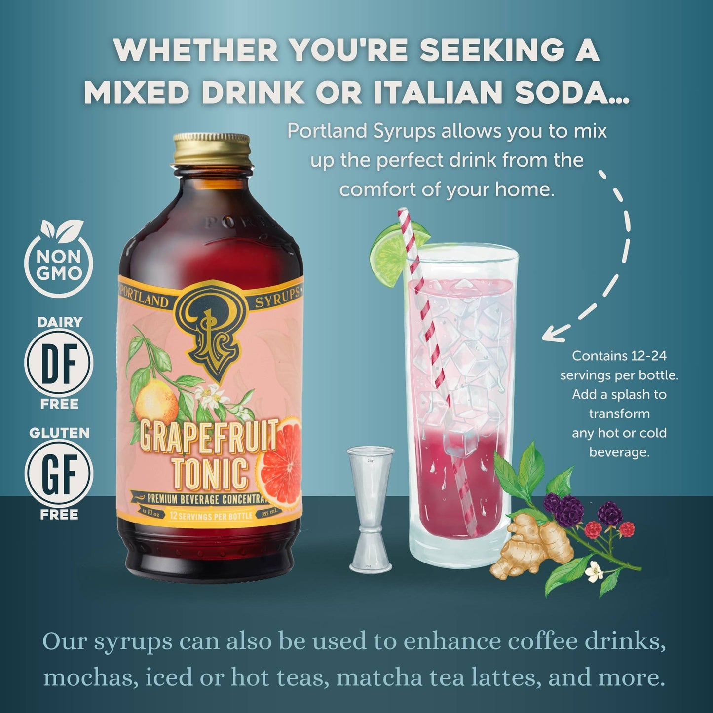 Grapefruit Tonic 12oz - cocktail / mocktail beverage mixer - r. h. ballard shop & gallery