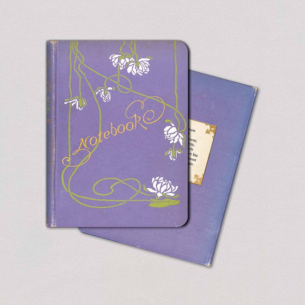 White Blossoms on Lavender - Vintage Book Cover Notebook - r. h. ballard shop & gallery
