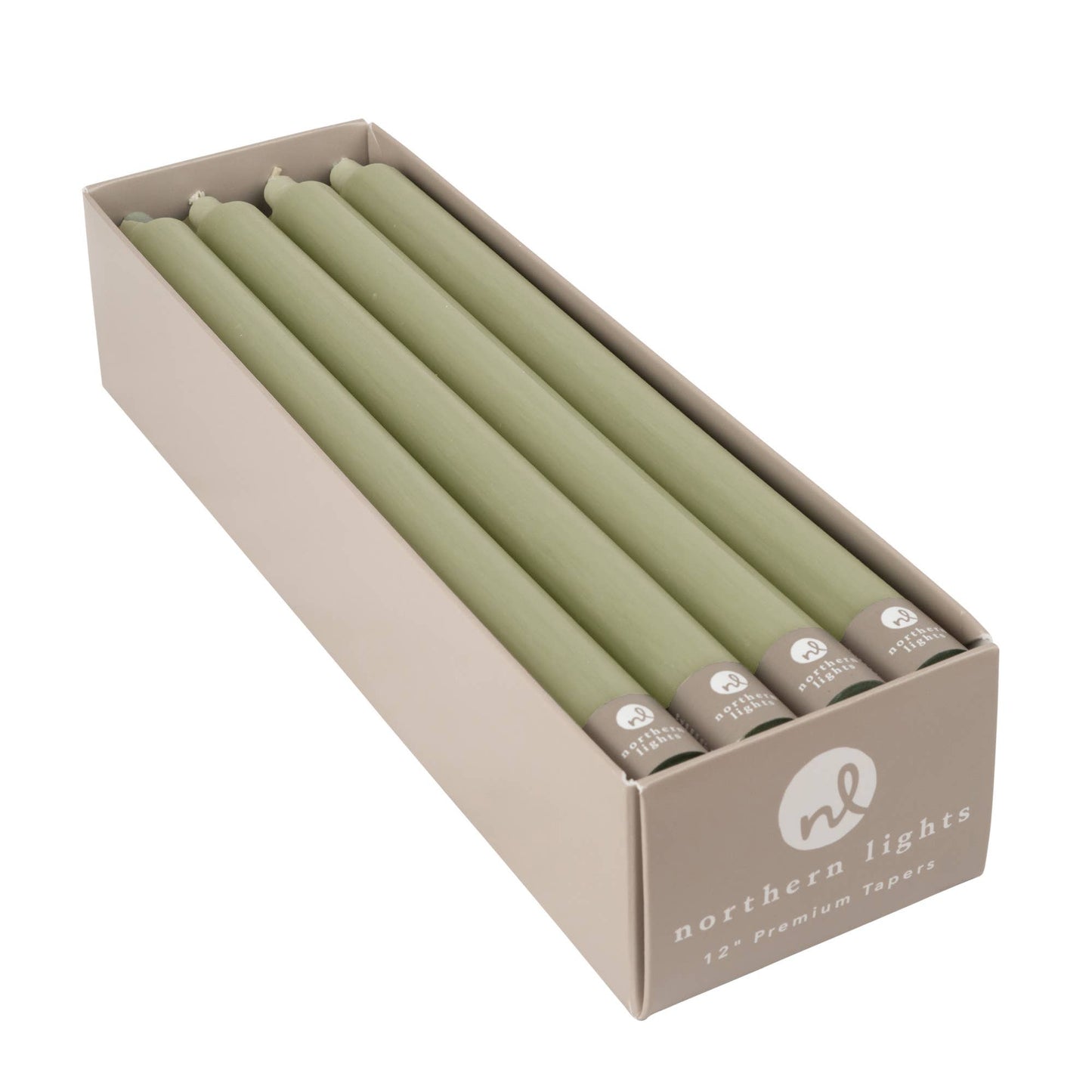 12" Taper Candles - 12pc Box: Sage Green