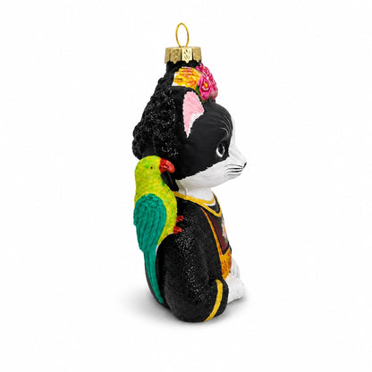 Frida Kahlo Catlo - Tuxedo Cat Ornament