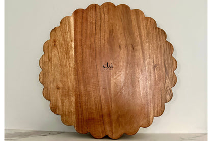 Scalloped Cutting Board and Charger, 15in Round