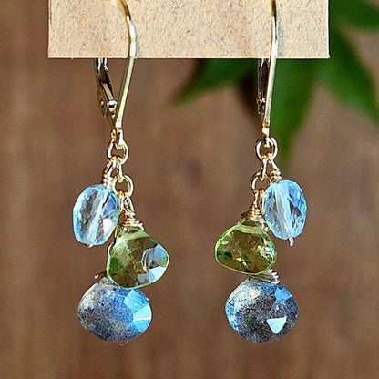 Labradorite, Peridot & Aquamarine Earrings