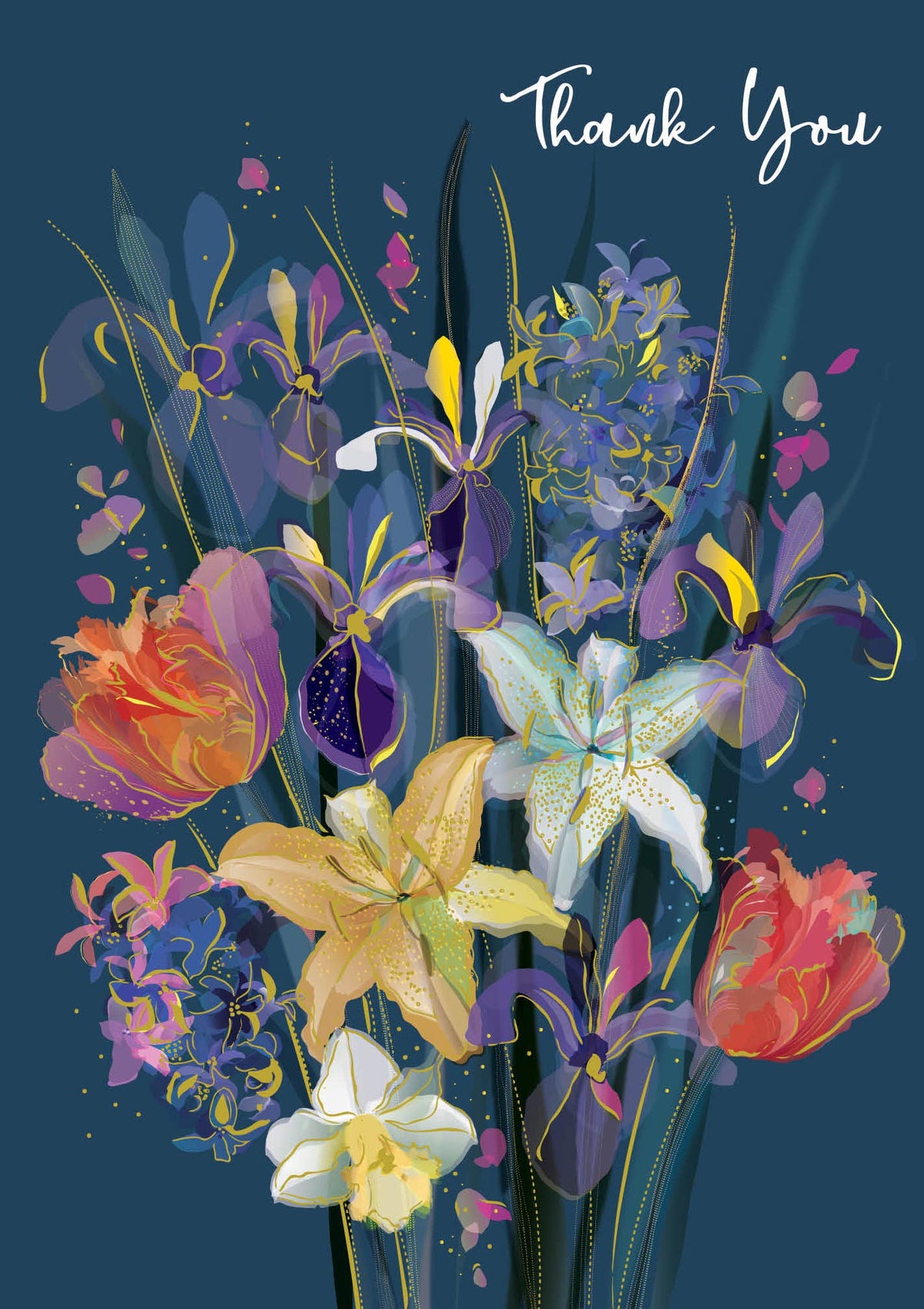 THANK YOU GREETING CARD DARK FLORAL PAPER ROS