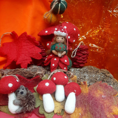 Toadstool Fairy Hanging Ornament
