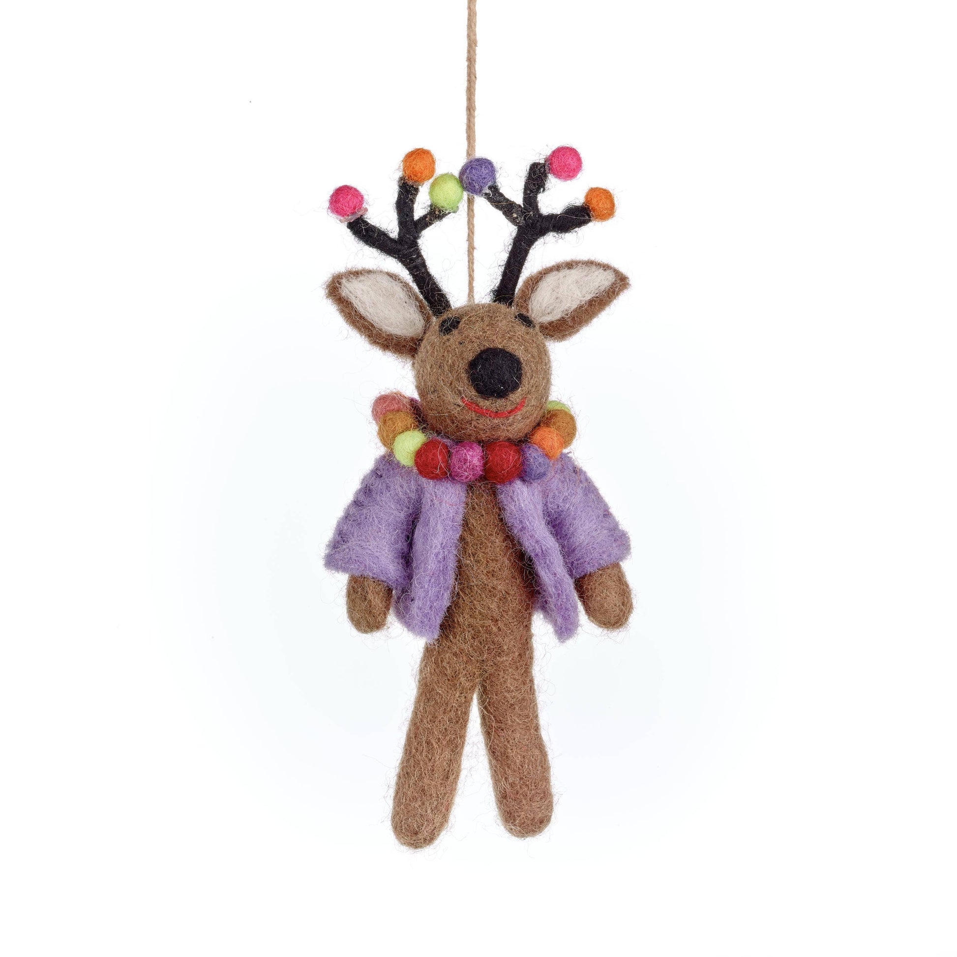 Handmade Felt Donner the Neon Reindeer Christmas Decoration - r. h. ballard shop & gallery