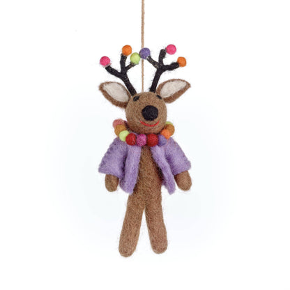 Handmade Felt Donner the Neon Reindeer Christmas Decoration - r. h. ballard shop & gallery