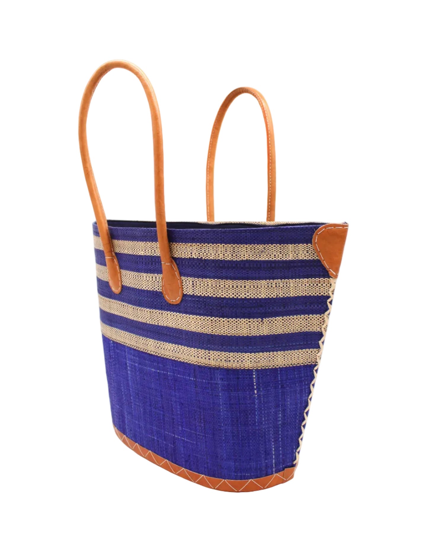 Santa Cruz Two Tone Wide Stripe Raffia Straw Tote Bag: Small: Fuchsia Two Tone - r. h. ballard shop & gallery