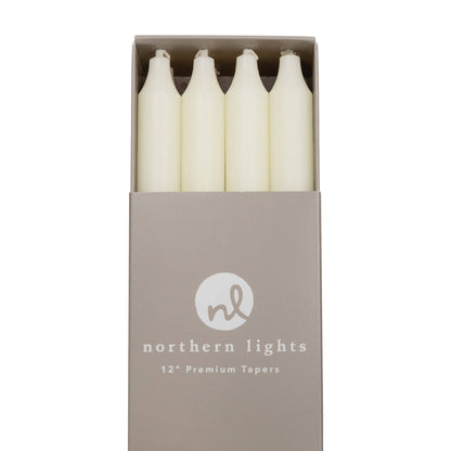 12" Taper Candles - 12pc Box: Pure White