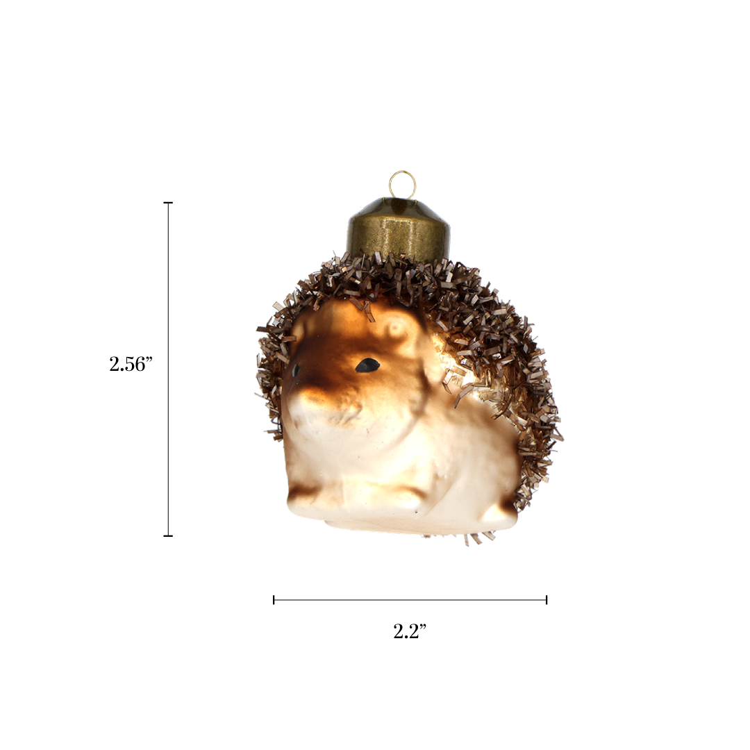 Hedgehog Holiday Ornament, Handmade Glass
