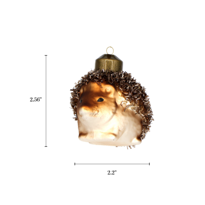 Hedgehog Holiday Ornament, Handmade Glass