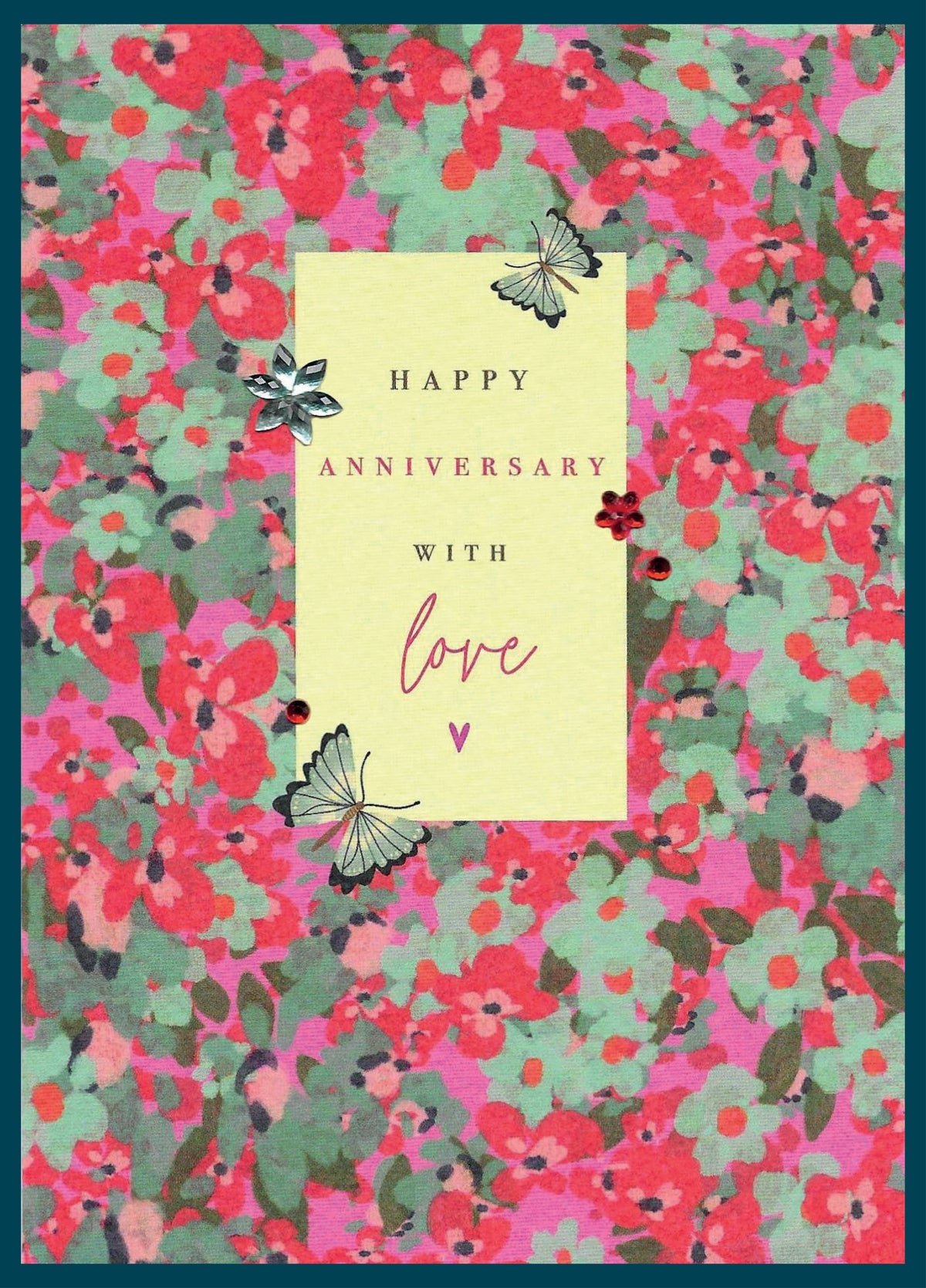 ANNIVERSARY FLOWERS BUTTERFLIES GREETING CARD CINNAMON AITCH - r. h. ballard shop & gallery