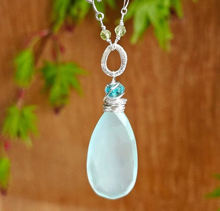 Chalcedony and Blue Topaz Necklace