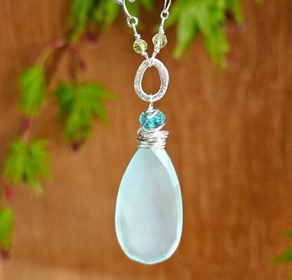 Chalcedony and Blue Topaz Necklace