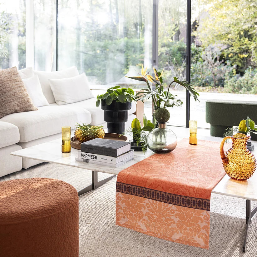 Escapade Tropical Orange LINEN Table Runner, 20 x 59