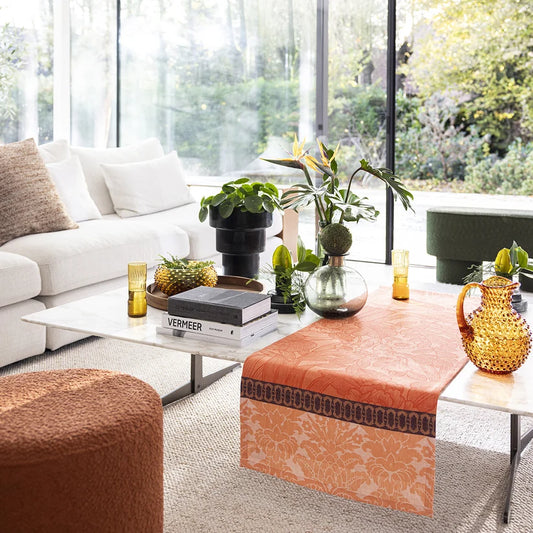 Escapade Tropical Orange LINEN Table Runner, 20 x 59