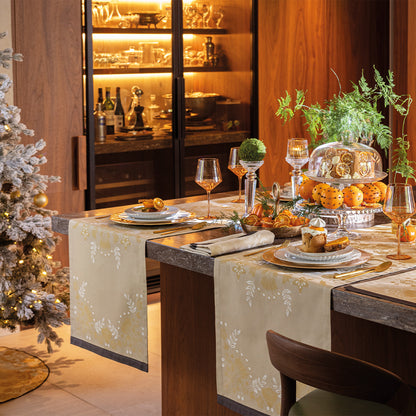 Feerie Holiday Yellow/Gold Table Runner, 20" x 79"