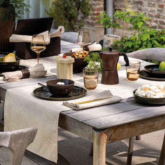 NEW! Vegetal Mood Beige COATED Tablecloth