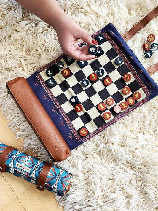 Traveling Chess & Checkers Set: Roll-Up Game