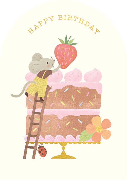 Mouse & Cake Birthday Greeting Card - r. h. ballard shop & gallery
