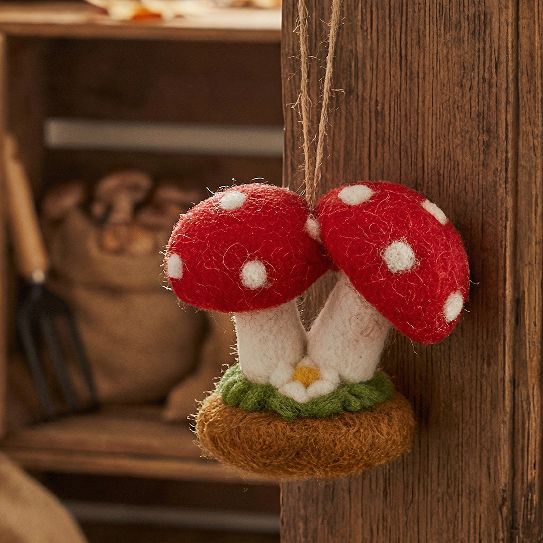 Handmade Felt Magical Toadstools Hanging Decoration - r. h. ballard shop & gallery