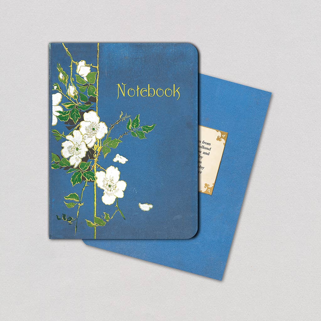 White Roses on Blue - Vintage Book Cover Notebook - r. h. ballard shop & gallery
