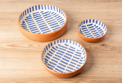 Moroccan Serving Dishes Set of 3 - Blue Stripe